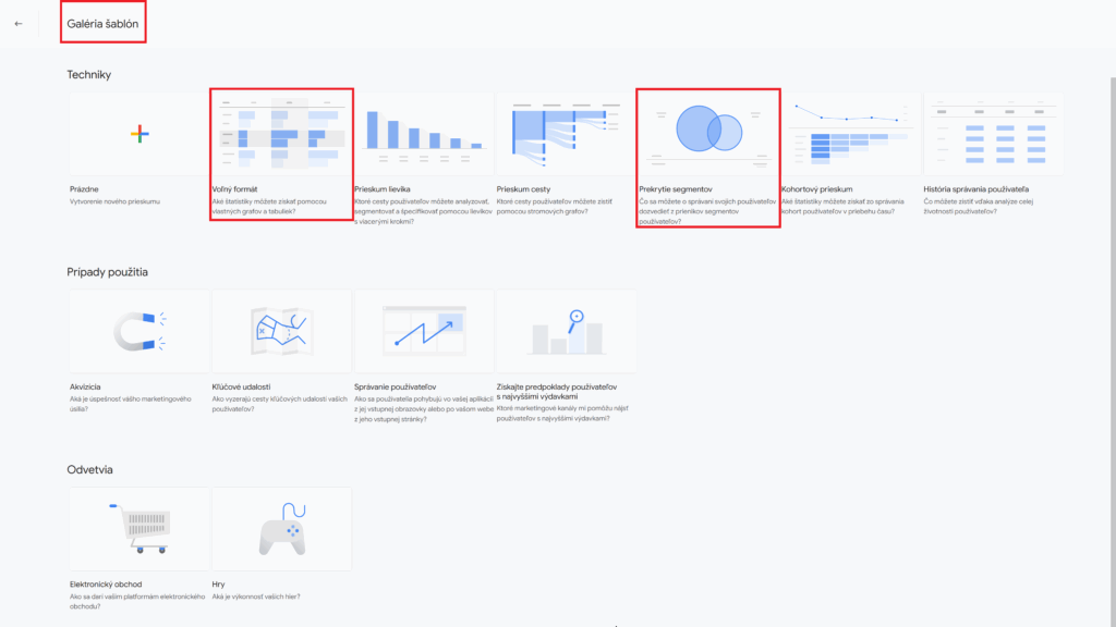 Google Analytics GA4 prieskumy explorations segmenty