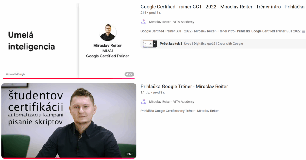 prihláška video výučba intro gct Google certified trainer trener Miroslav Reiter